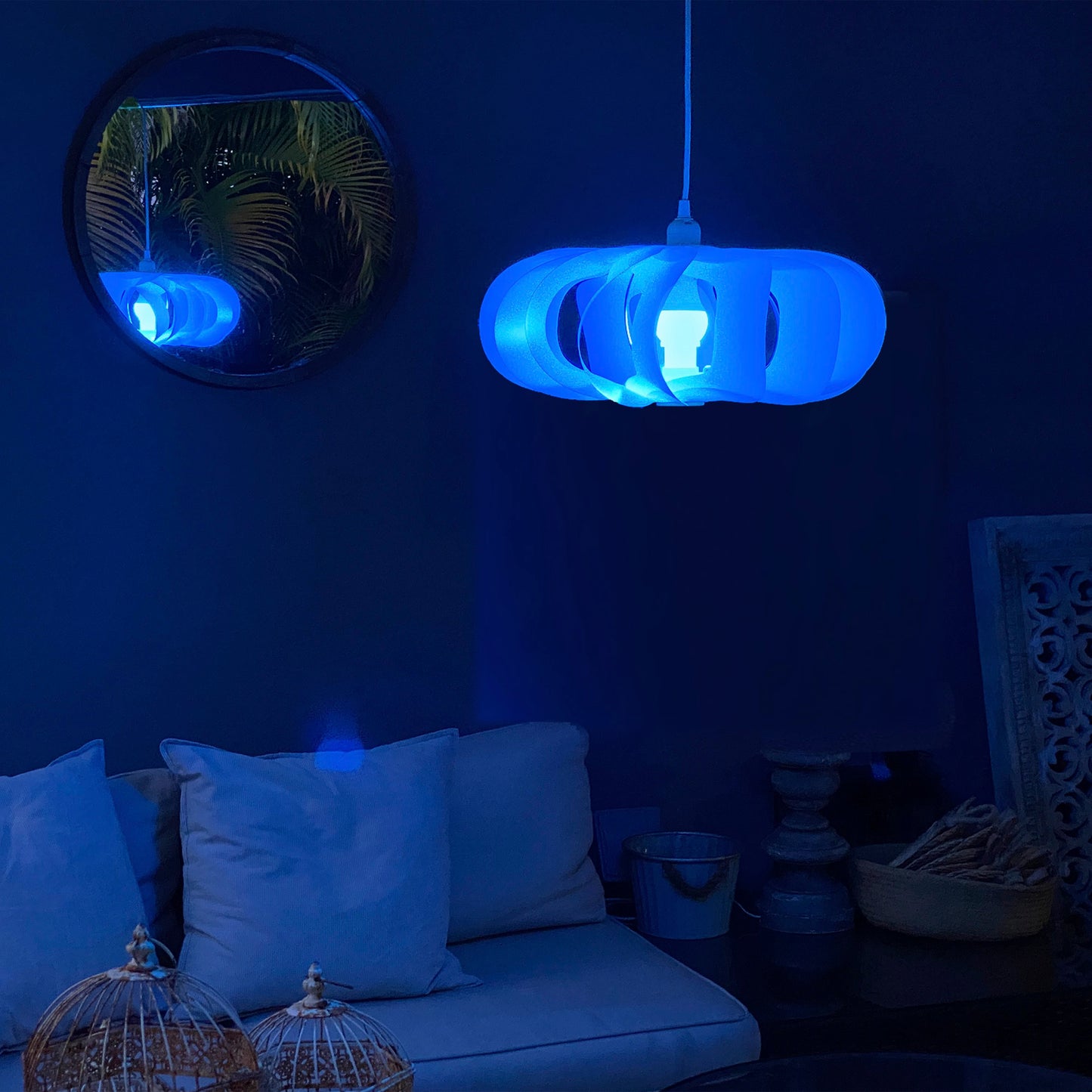 15ft Curved Smart App Multi-Color Hanging Pendant Light