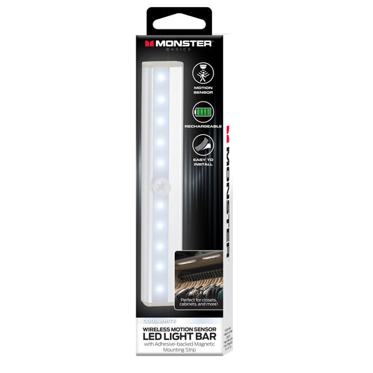 7.25” Rechargeable Motion Activated Bright White LED Light Bar, 3 Hour Run time