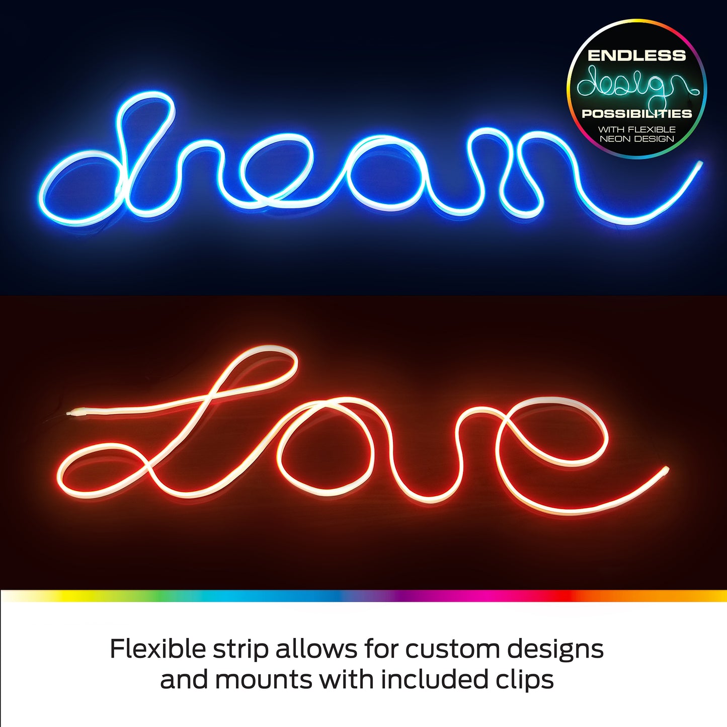 6.5ft Sound Reactive Neon Flex+ Light and 3D Memory Wire Core