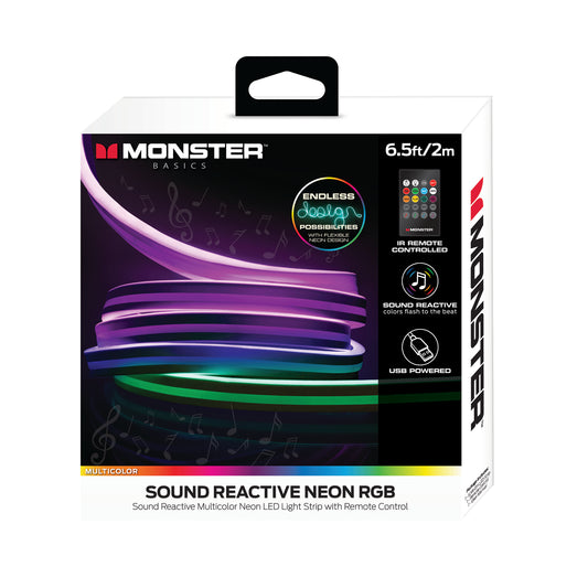 6.5ft Sound Reactive Neon Flex+ Light and 3D Memory Wire Core