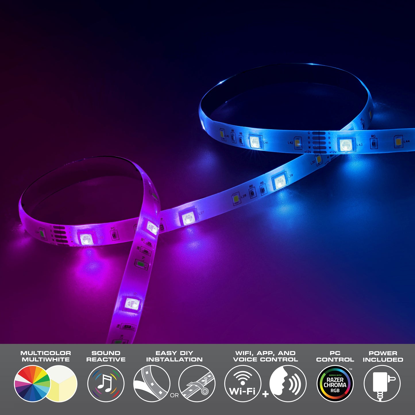 Smart Sound Reactive Multi-color Multi-white Indoor LED Light Strip