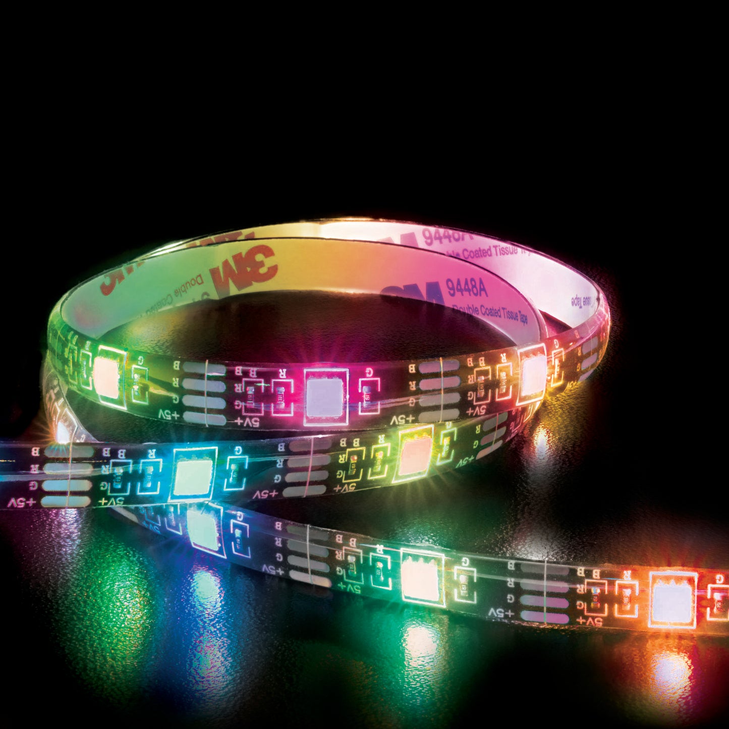 16.4ft Sound Reactive Multi-color Color Flow Effect LED Light Strip with Remote Control