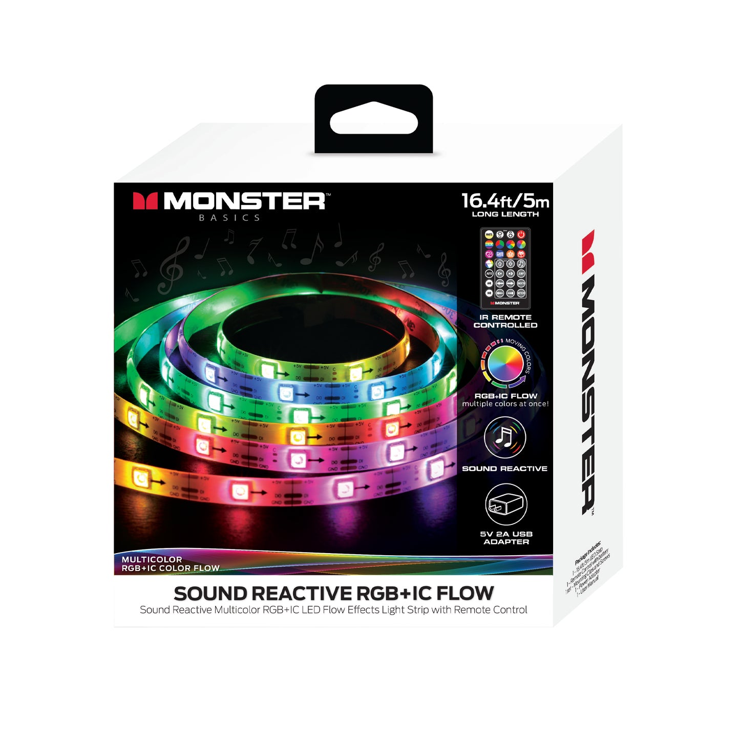 16.4ft Sound Reactive Multi-color Color Flow Effect LED Light Strip with Remote Control