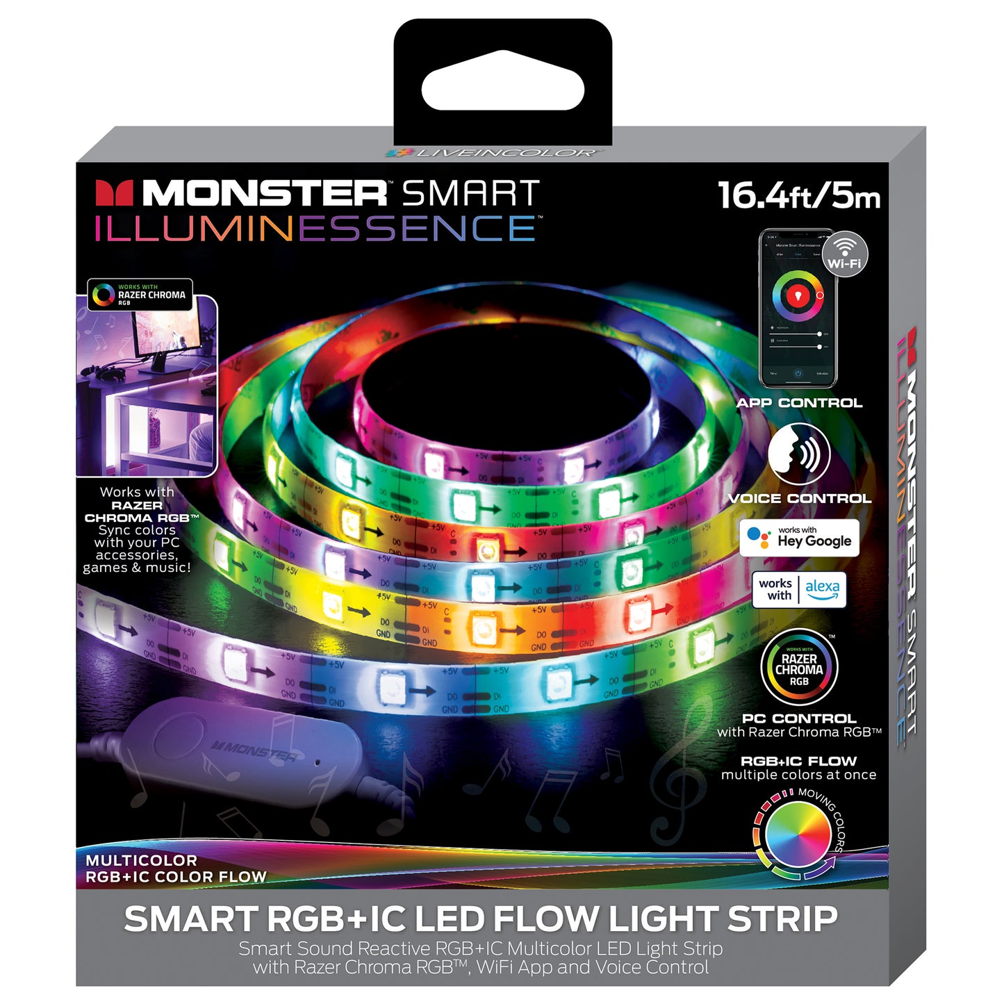 Smart Color Flow Indoor LED Light Strip, Multiple Colors at Once