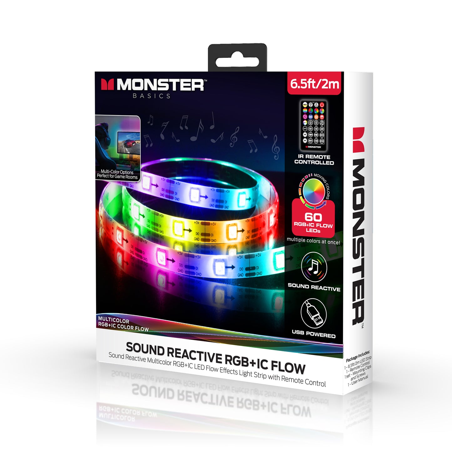 Sound Reactive Color Flow Indoor LED Light Strip, Remote Controlled