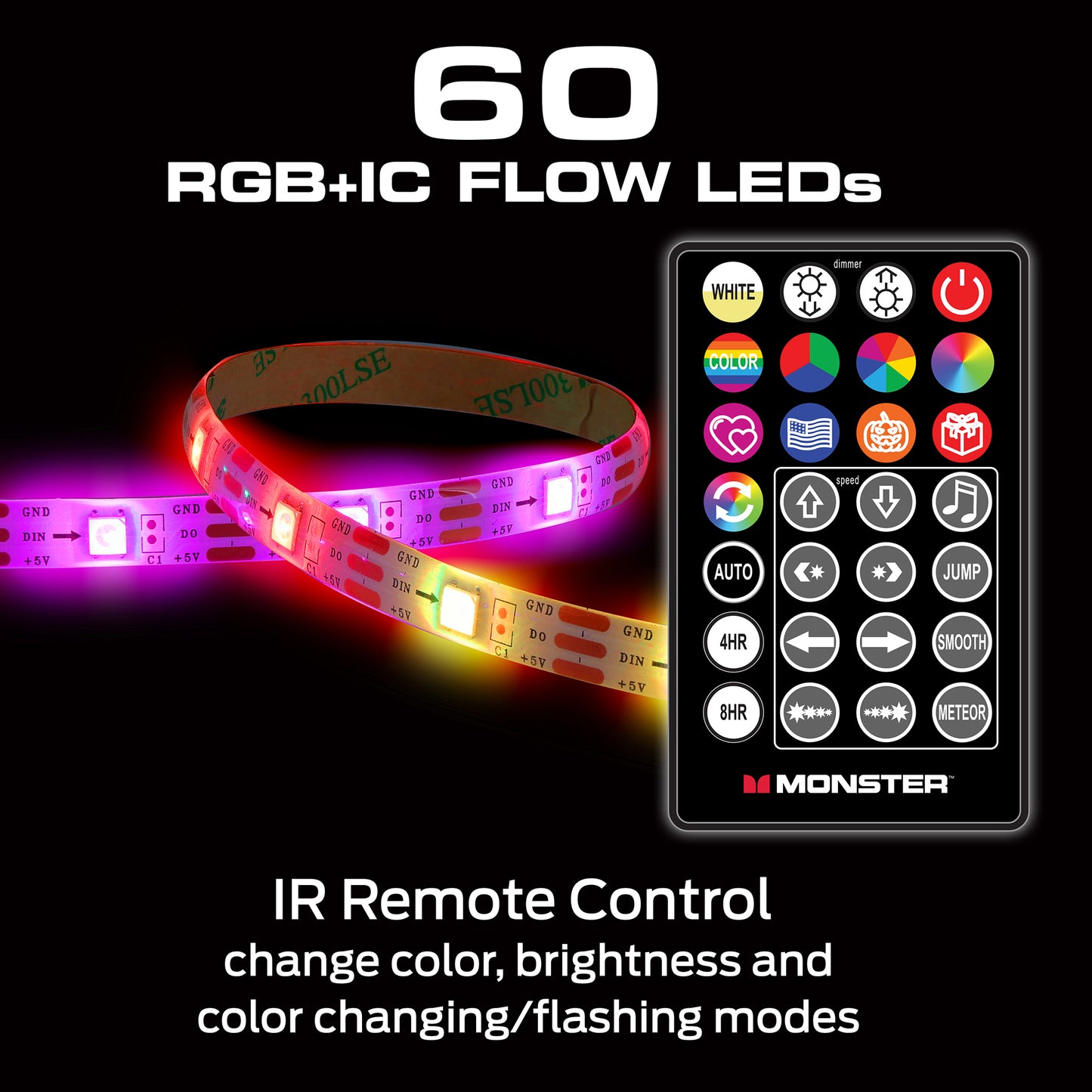 Sound Reactive Color Flow Indoor LED Light Strip, Remote Controlled