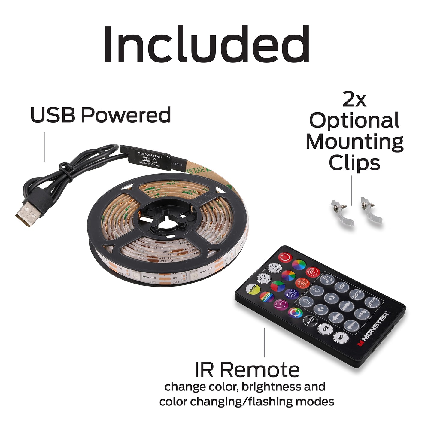 Sound Reactive Color Flow Indoor LED Light Strip, Remote Controlled
