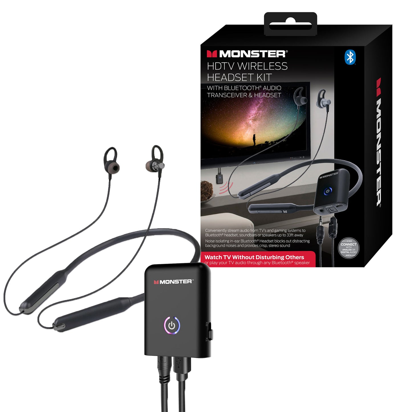 Wireless Earbuds Headset with Neckband, Stream TV/Gaming Audio