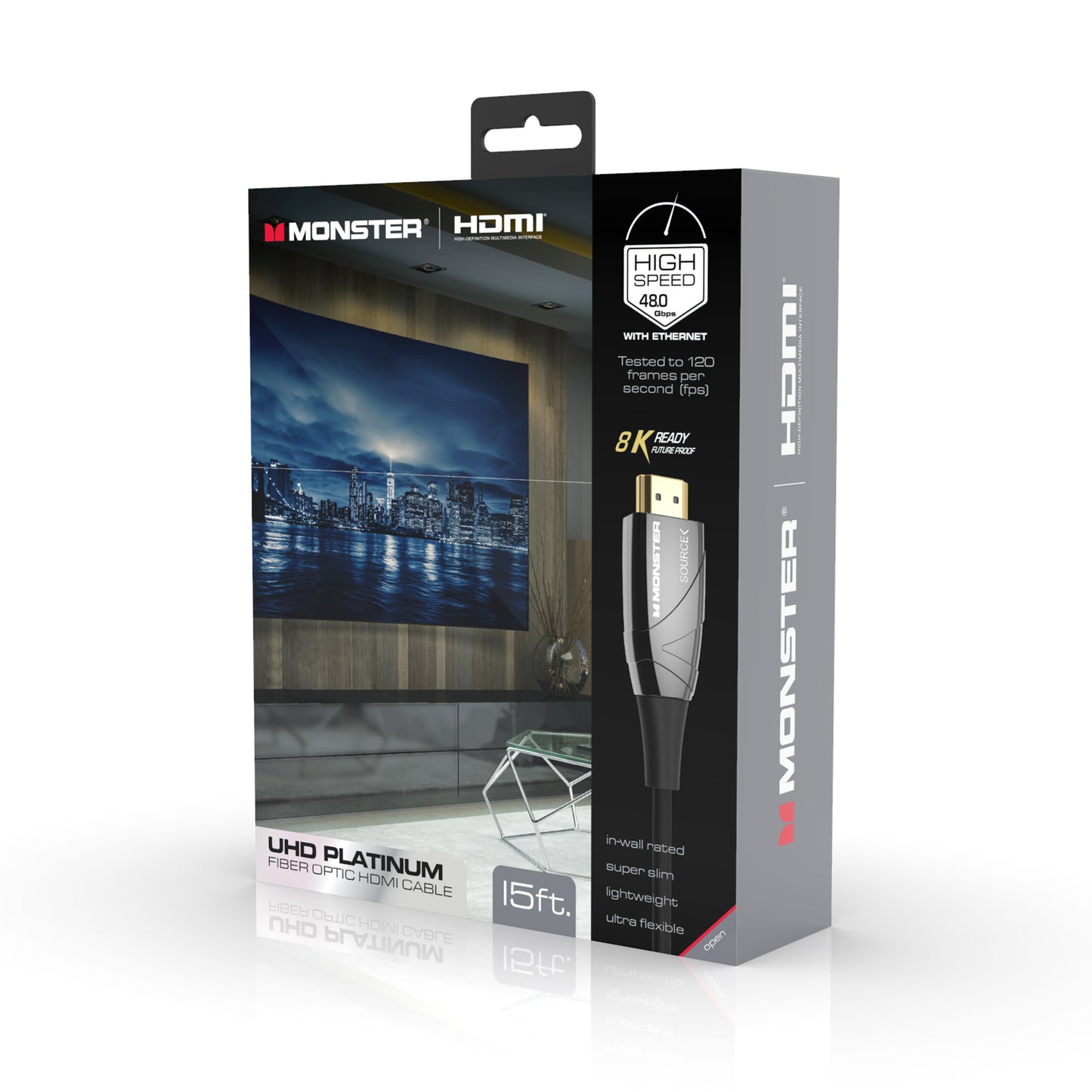 Platinum UHD Fiber Optic HDMI Cable, 4K Resolution HD Quality, 7.2 Surround Sound