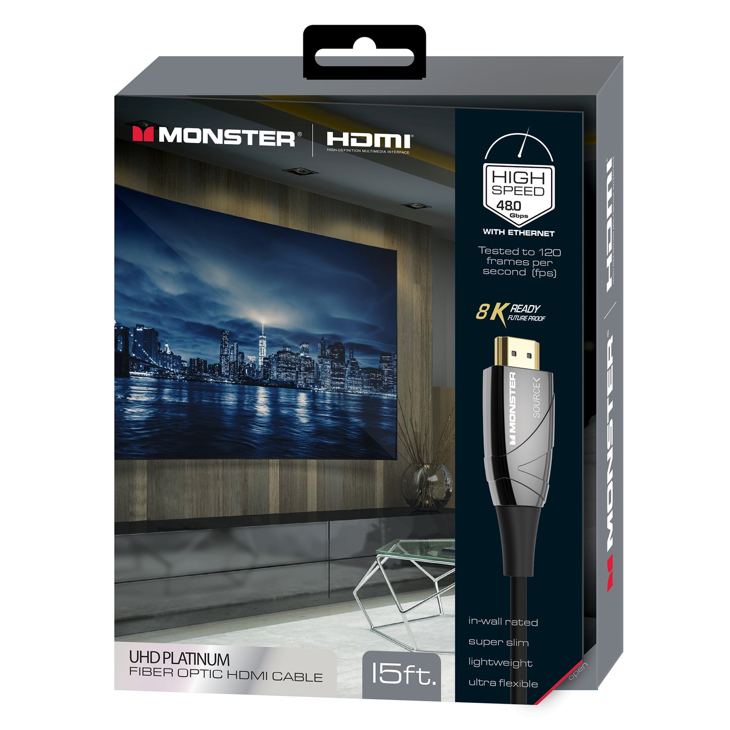 Platinum UHD Fiber Optic HDMI Cable, 4K Resolution HD Quality, 7.2 Surround Sound