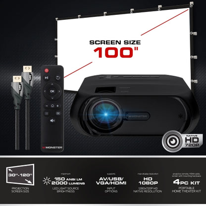 Image Pro 720P HD TFT LCD Projector with 100 Inch Portable Screen