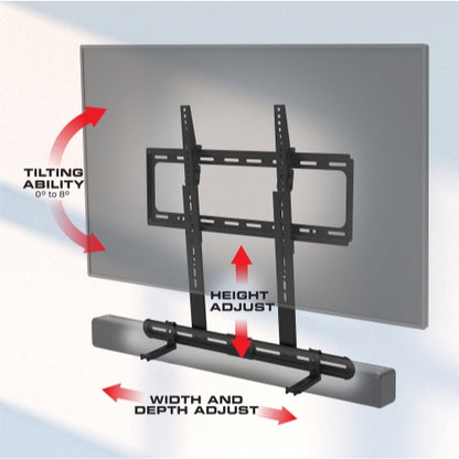 Tilt Motion Wall Mount For 32-70” TVs and Adjustable Soundbar Mount