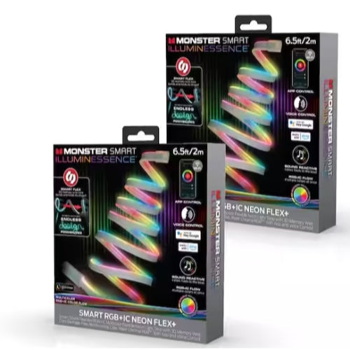 2pk 6.5ft Custom Neon Flex LED Light Strip and 3D Memory Wire Core, Shapes-it and Build Words