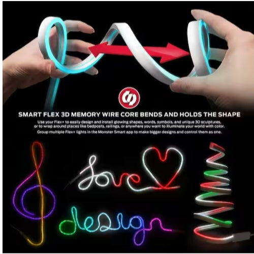2pk 6.5ft Custom Neon Flex LED Light Strip and 3D Memory Wire Core, Shapes-it and Build Words