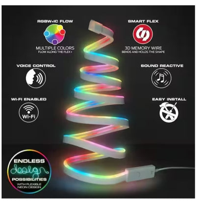 2pk 6.5ft Custom Neon Flex LED Light Strip and 3D Memory Wire Core, Shapes-it and Build Words