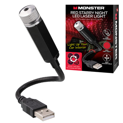8" Red Starry Night LED Laser Light: USB-Powered Laser Accent