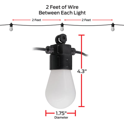 24ft Smart Sound Reactive Outdoor Dimmable LED String Lights, 12 Bulb