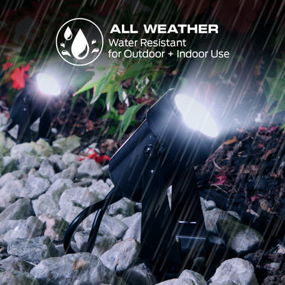 Smart Outdoor Sound Reactive Spotlights 2 Pack, Dimmable LEDs, IP44 Water & Weather Resistant