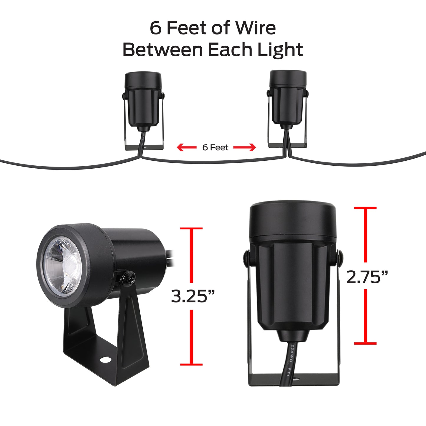 Smart Outdoor Sound Reactive Spotlights 2 Pack, Dimmable LEDs, IP44 Water & Weather Resistant