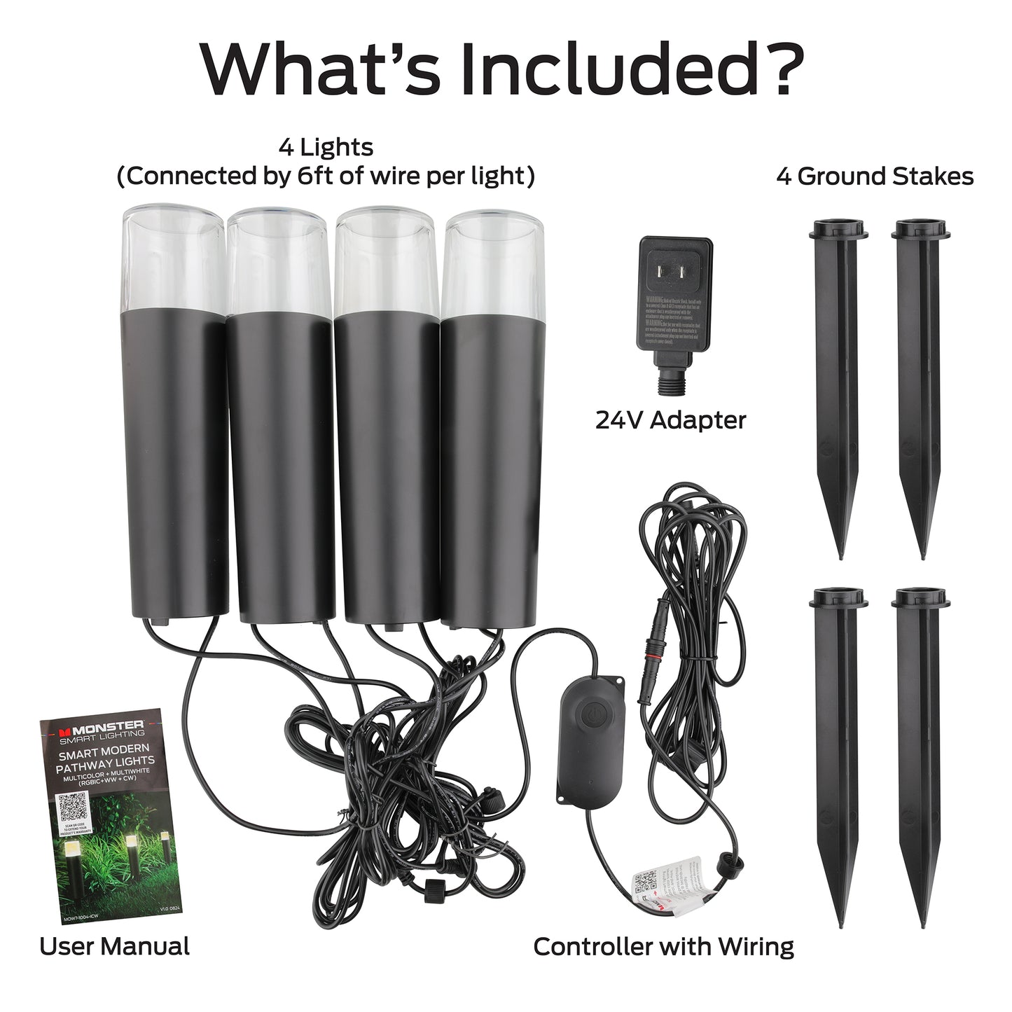 Smart Sound Reactive Pathway LED Lights, 4 Individually Controlled Dimmable LEDs, IP44 Water & Weather Resistant