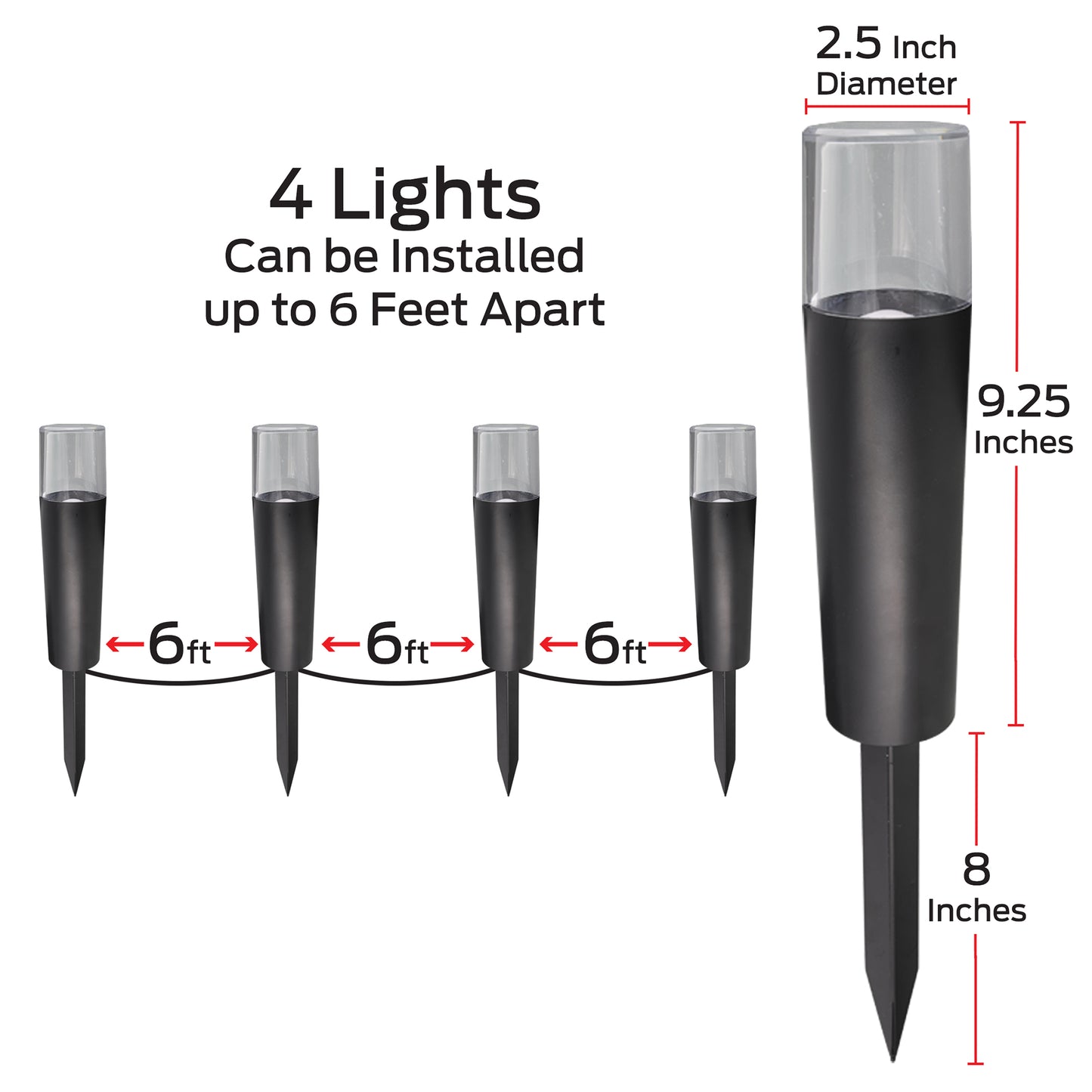 Smart Sound Reactive Pathway LED Lights, 4 Individually Controlled Dimmable LEDs, IP44 Water & Weather Resistant