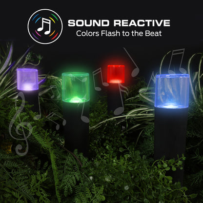 Smart Sound Reactive Pathway LED Lights, 4 Individually Controlled Dimmable LEDs, IP44 Water & Weather Resistant