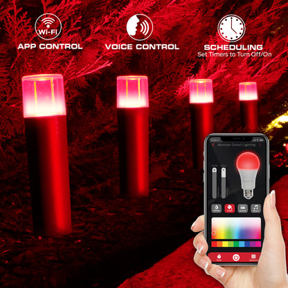 Smart Sound Reactive Pathway LED Lights, 4 Individually Controlled Dimmable LEDs, IP44 Water & Weather Resistant