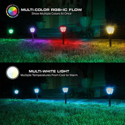 Smart Outdoor Sound Reactive Pathway LED Lights, 4 Individually Controlled Dimmable LEDs, IP44 Water & Weather Resistant