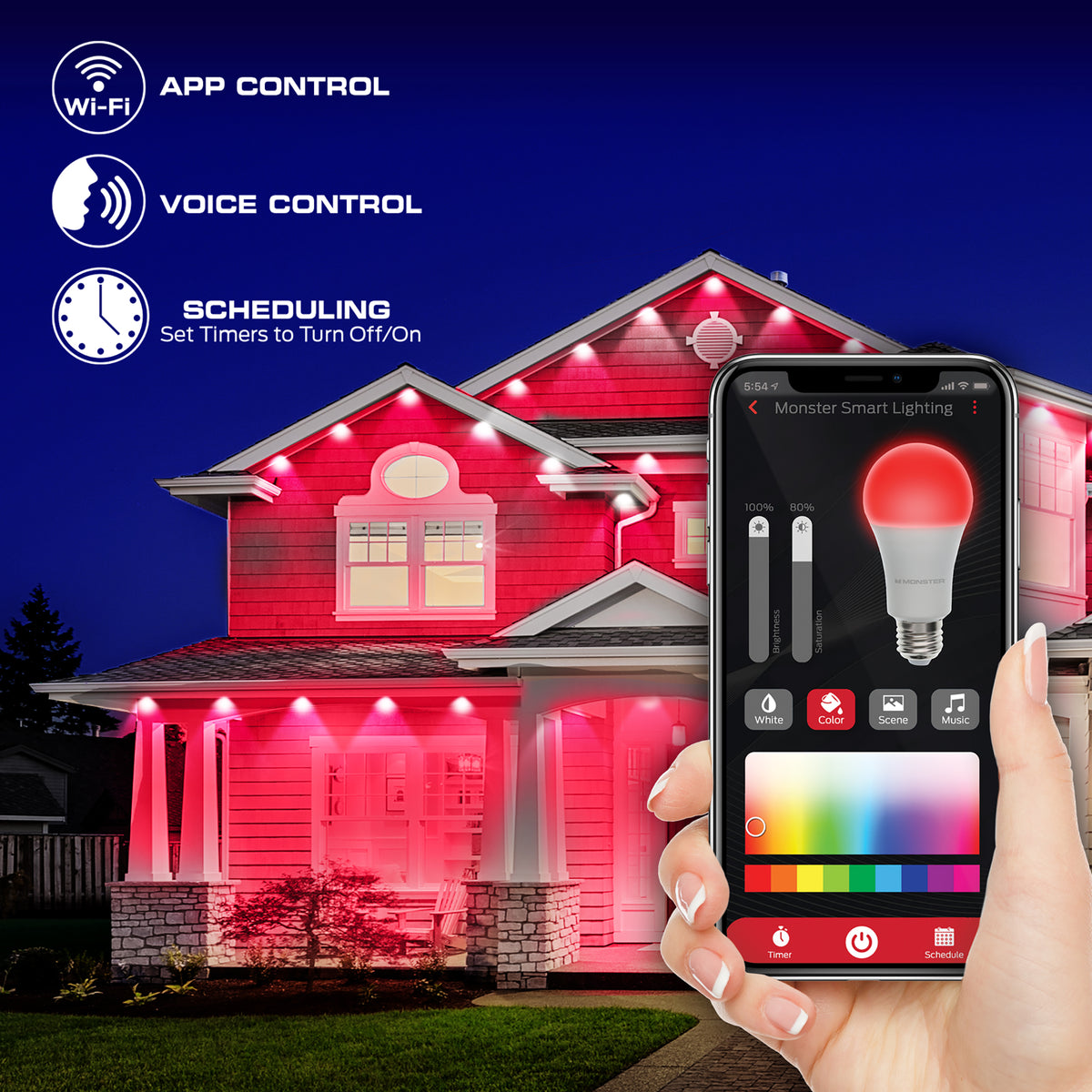 Smart Permanent Outdoor Lights, LED Eaves Lights, IP66 Weather & Water ...