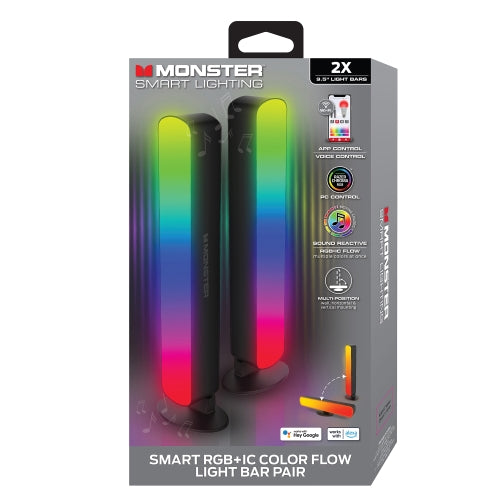 Smart LED Light Bars 2 Pack, Multi-Color Sound Reactive Dimmable Razor Chroma
