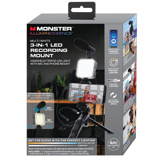 Smartphone LED Video Recording Mount, for Vlogging/Live Streams/Social Media