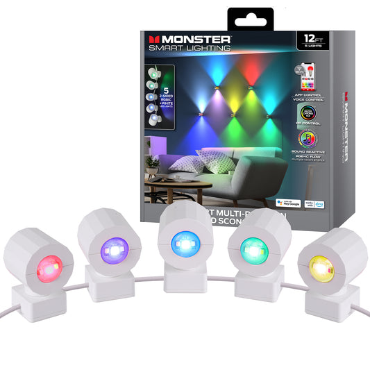 Multi-Position Indoor 12ft 2-Sided Sconce Lights, Wi-Fi & Voice Controlled, Razer Chroma