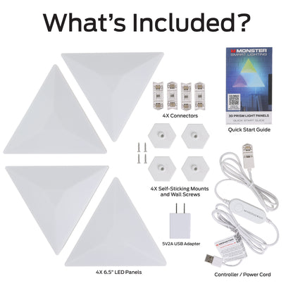 3D Prism 4-Pack Interlocking RGBIC LED Wall Lights, Music Sync, Voice & App Control