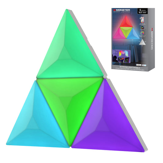 3D Prism 4-Pack Interlocking RGBIC LED Wall Lights, Music Sync, Voice & App Control