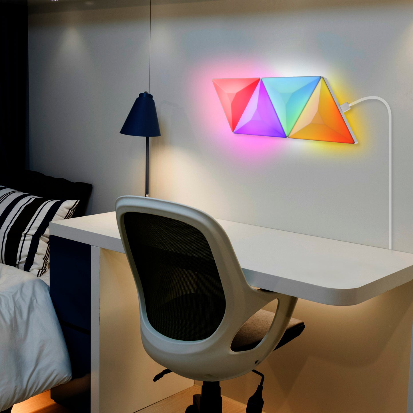 3D Prism 4-Pack Interlocking RGBIC LED Wall Lights, Music Sync, Voice & App Control