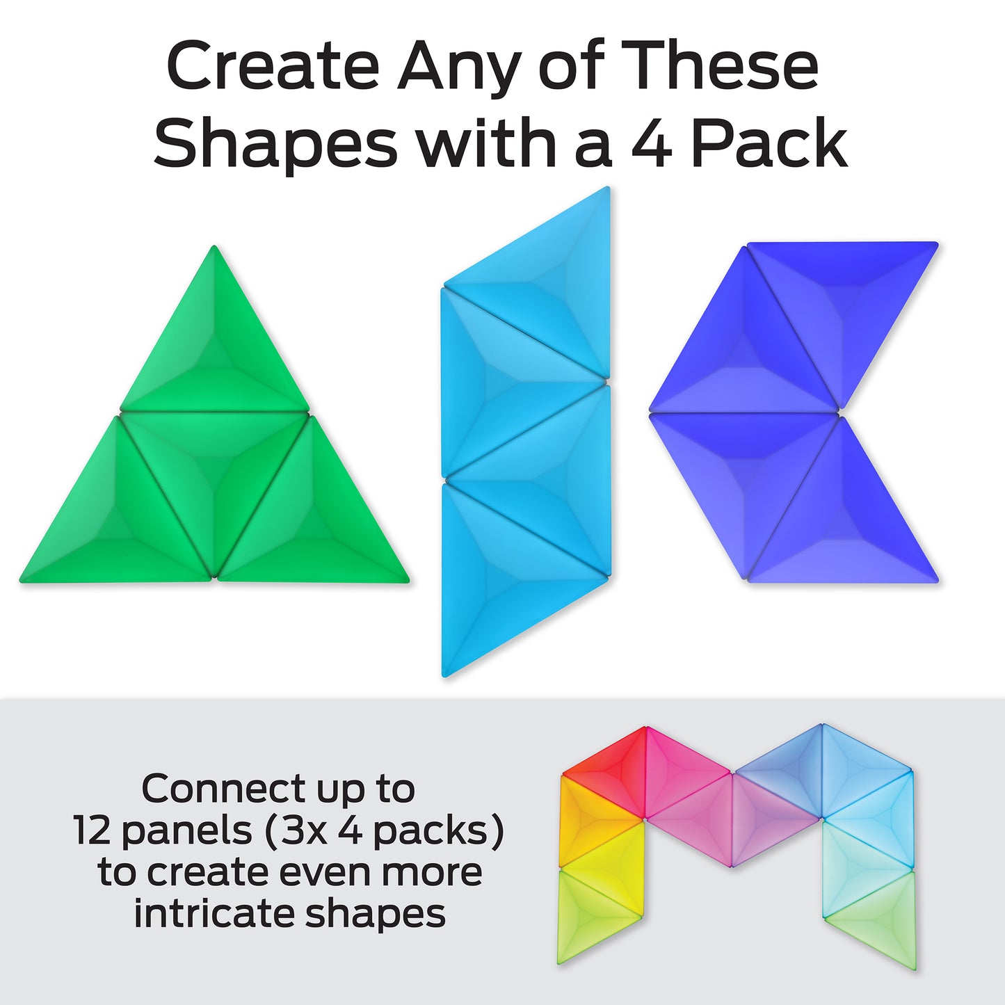 3D Prism 4-Pack Interlocking RGBIC LED Wall Lights, Music Sync, Voice & App Control