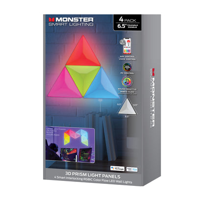 3D Prism 4-Pack Interlocking RGBIC LED Wall Lights, Music Sync, Voice & App Control