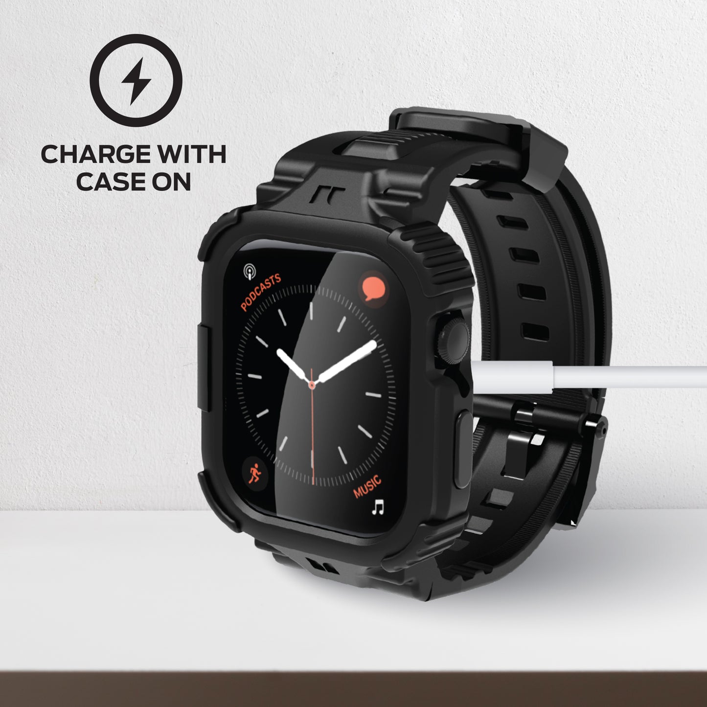 Rugged 44mm Watch Band with Screen Protector and Case - Military-Grade Protection