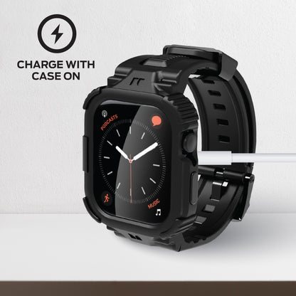 Rugged 44mm Watch Band with Screen Protector and Case - Military-Grade Protection
