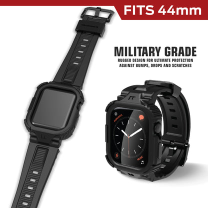 Rugged 44mm Watch Band with Screen Protector and Case - Military-Grade Protection