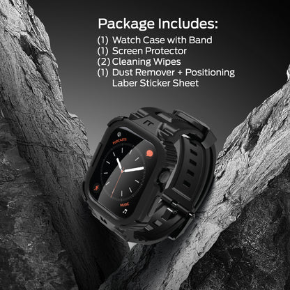 Rugged 44mm Watch Band with Screen Protector and Case - Military-Grade Protection