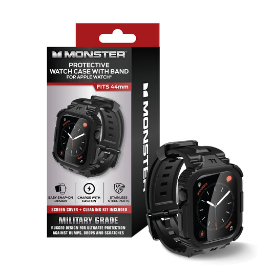 Rugged 44mm Watch Band with Screen Protector and Case - Military-Grade Protection