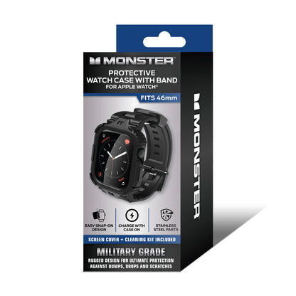 Rugged 46mm Watch Band with Screen Protector and Raised Bezel for Drop Protection - Military Grade Case