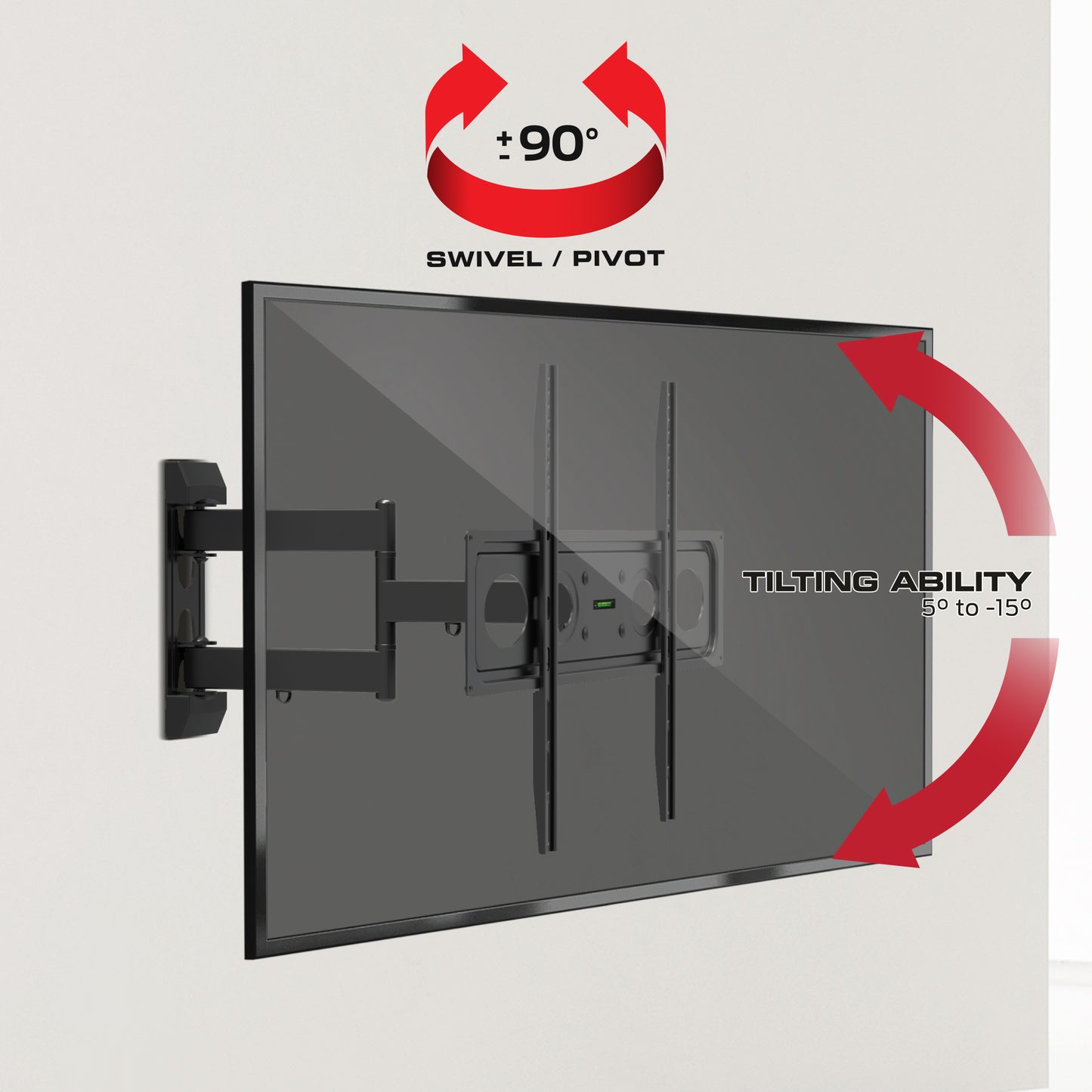 Monster Full Motion TV Mount for 32”-80” TVs up to 88 Lbs., Flat Panel Swivel & Tilt Television Mount