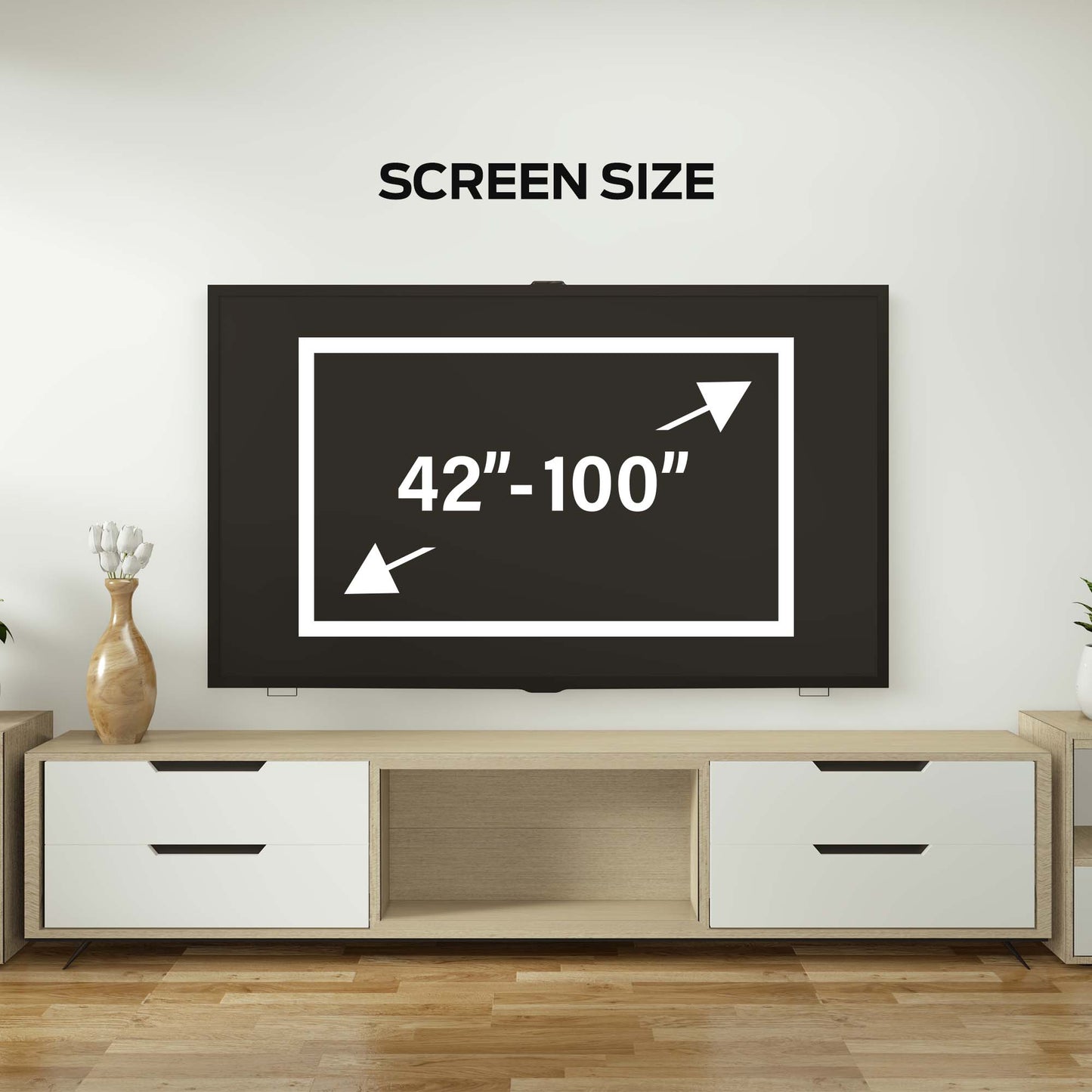 Black Large Tilt TV Wall Mount - Fits 42" to 90" TVs, 135 lbs Capacity, VESA 880x600, Integrated Magnetic Level