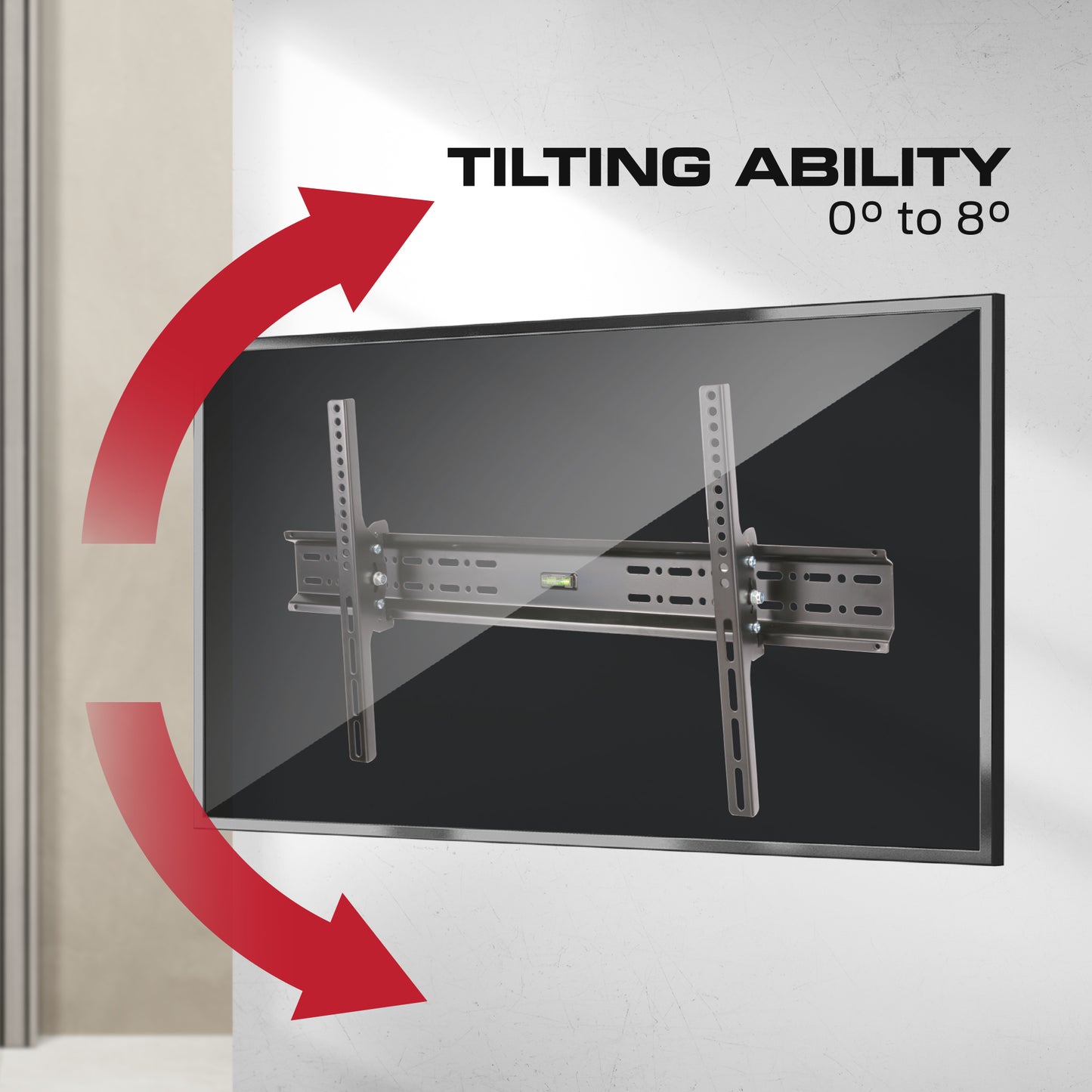 Black Large Tilt TV Wall Mount - Fits 42" to 90" TVs, 135 lbs Capacity, VESA 880x600, Integrated Magnetic Level