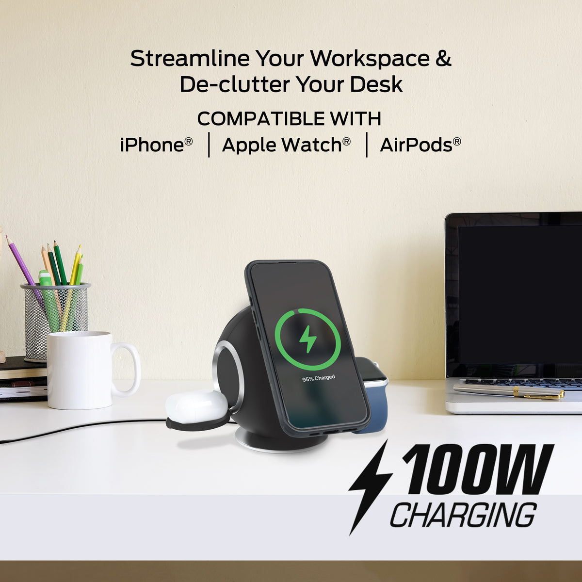 10-in-1 Charging Sphere Desktop Charging Station with Qi2 Magnetic Wireless Charging, 3 AC Outlets, 2 USB-C, 2 USB-A