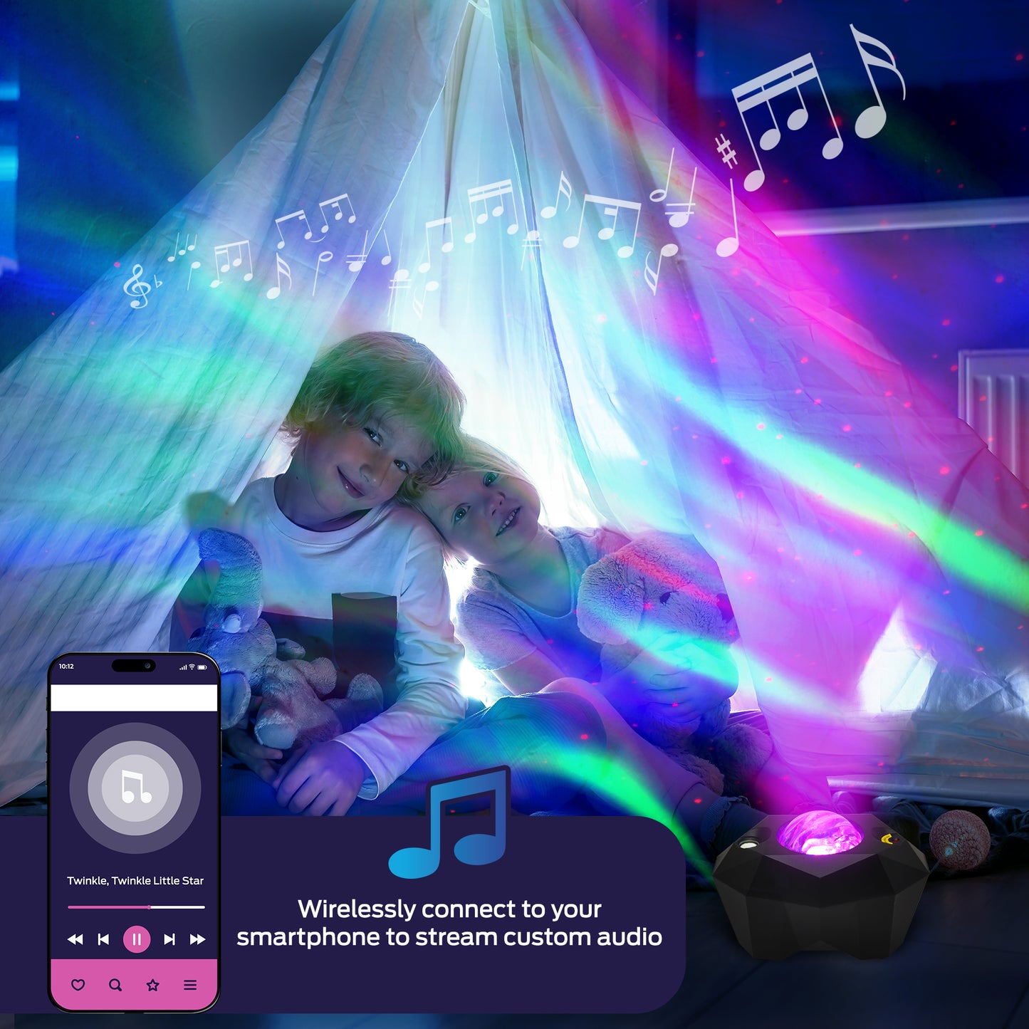 Monster Black Galaxy Light Projector & Bluetooth Sound Machine (10 Sounds)
