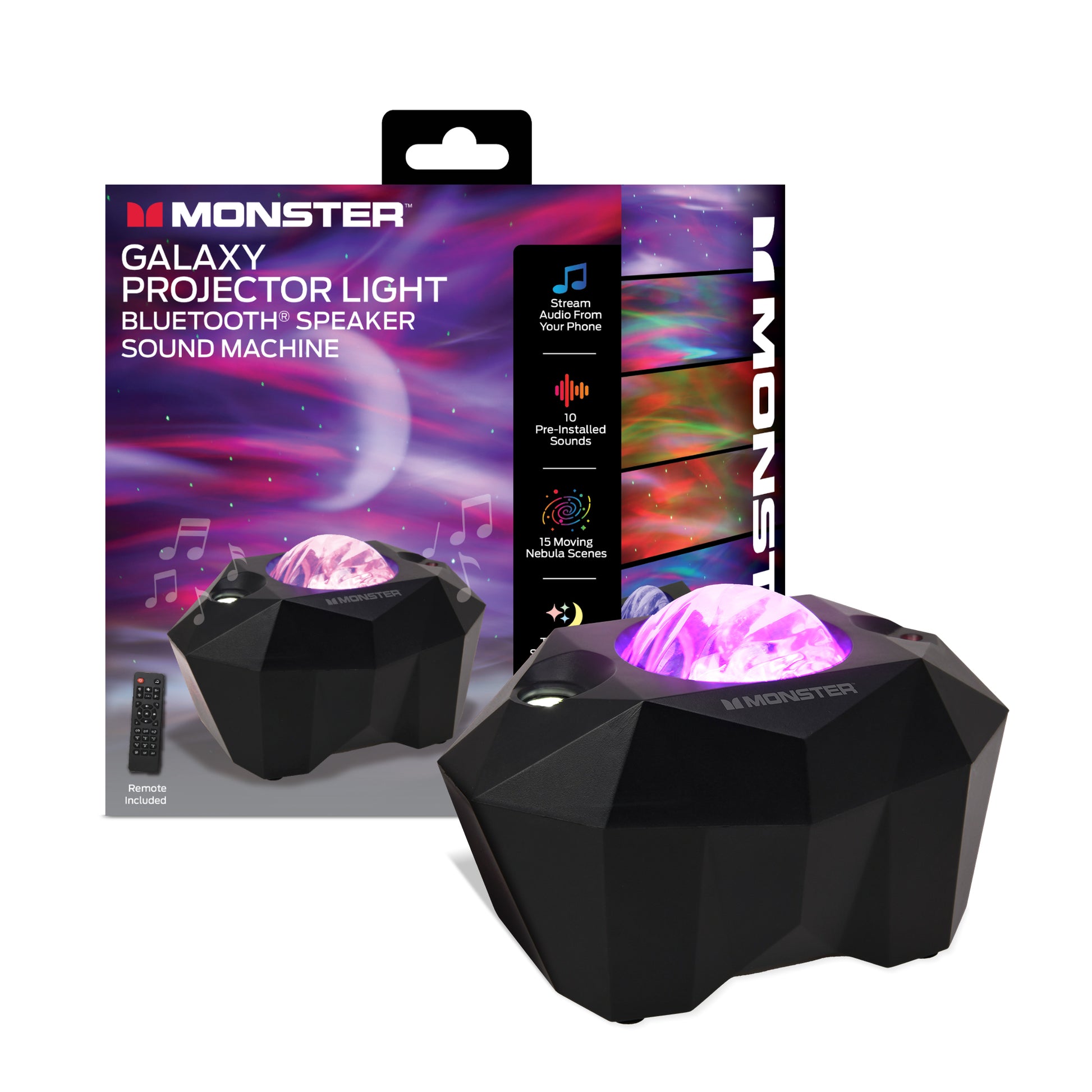 light monsters Monster Black Galaxy Light Projector & Bluetooth Sound Machine (10 Sou – Monster Illuminessence