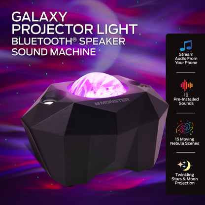 Monster Black Galaxy Light Projector & Bluetooth Sound Machine (10 Sounds)